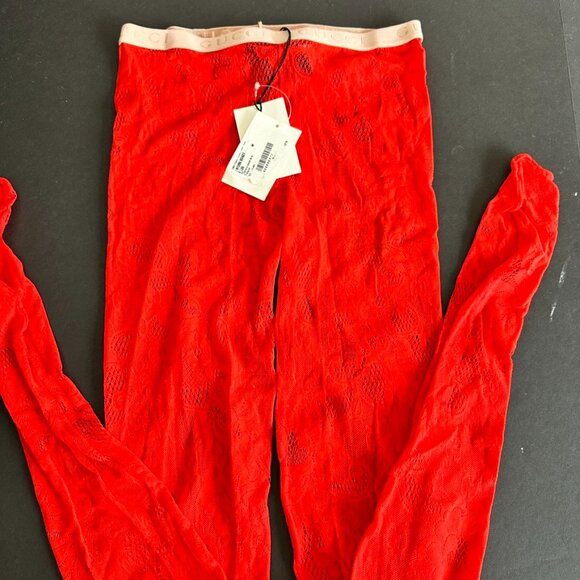 Gucci Tights Blossom Red Flame Lace Stockings Size M NEW - Picture 1 of 12